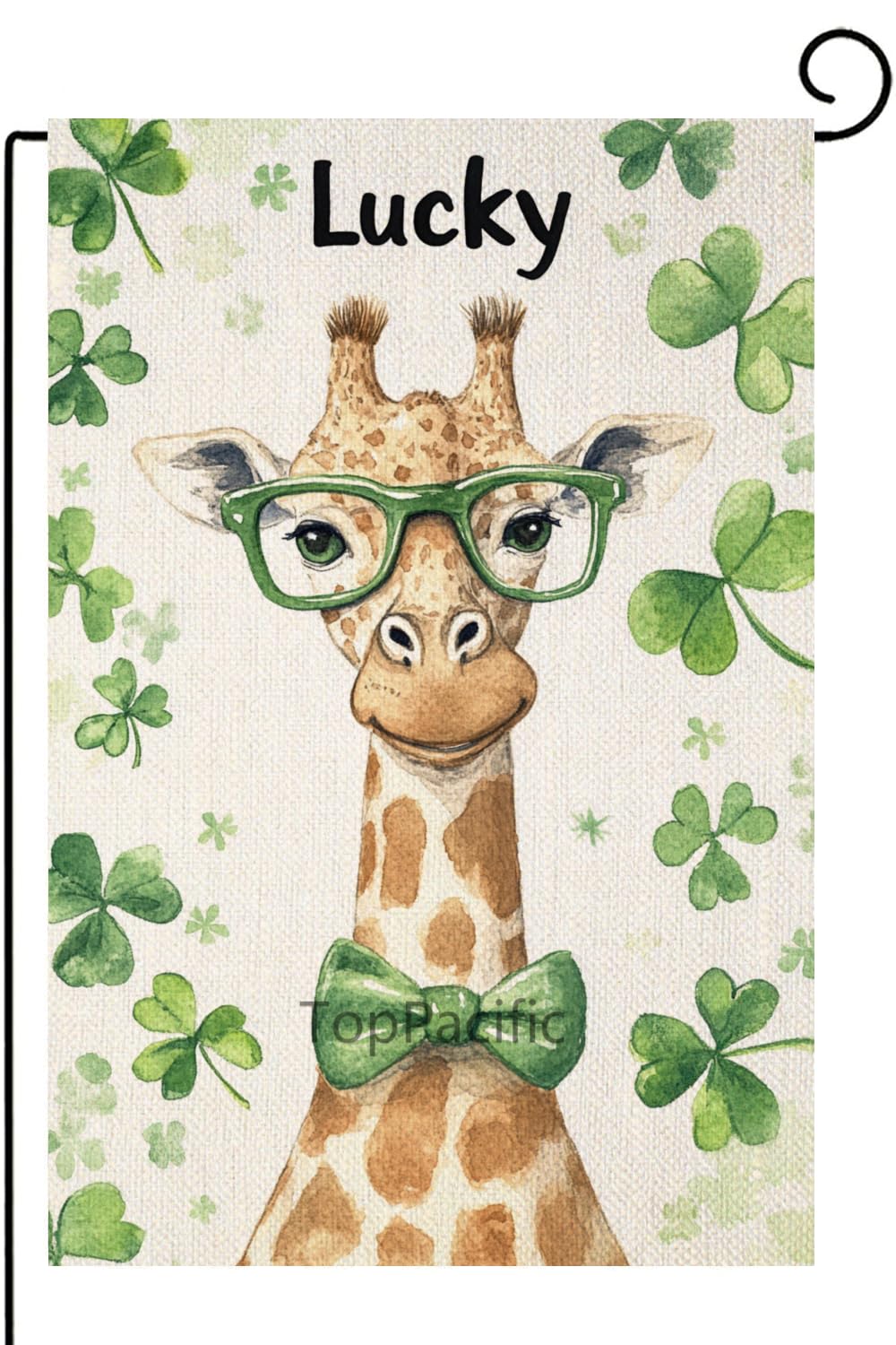 TopPacific St Patricks Day Lucky Garden Flag Giraffe Garden Flag 12x18 Inch Double Sided Outside, Shamrocks Clovers Yard Outdoor Decoration St