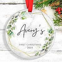 Vista 4 de Adorno de camión volquete de Navidad para niños, tractor personalizado, recuerdo de construcción personalizado para bebés recién nacidos, regalos