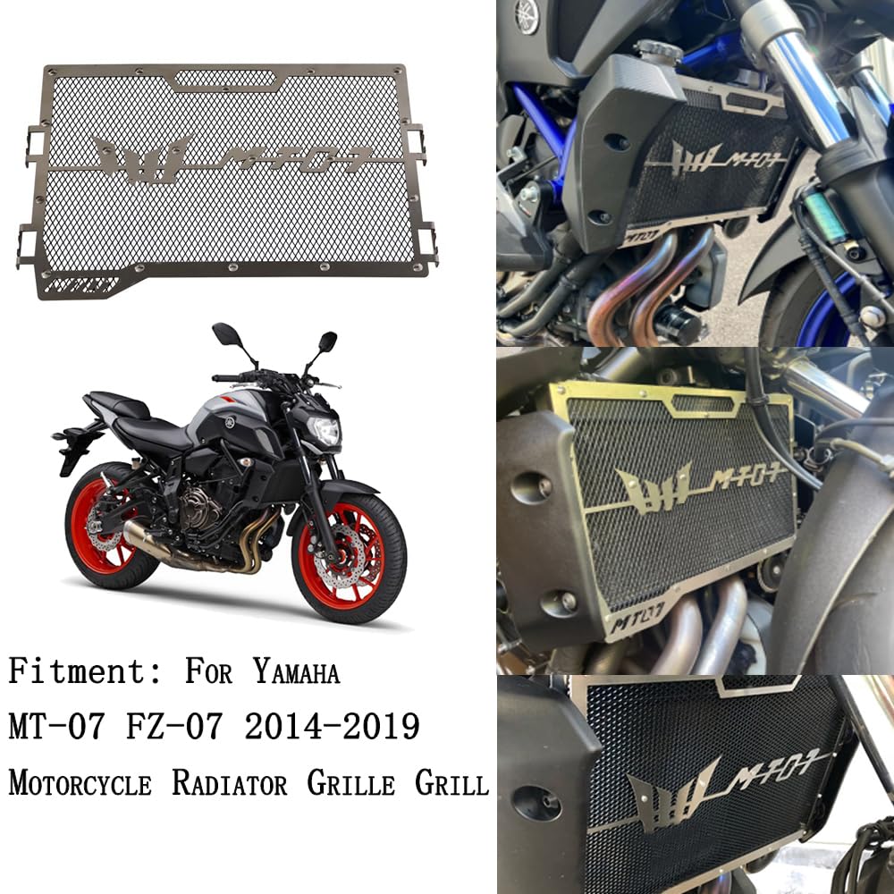 Coque de protection pour radiateur de moto en acier inoxydable pour Yamaha MT07 FZ07 2014-2019 2020 2021 2022 Noir