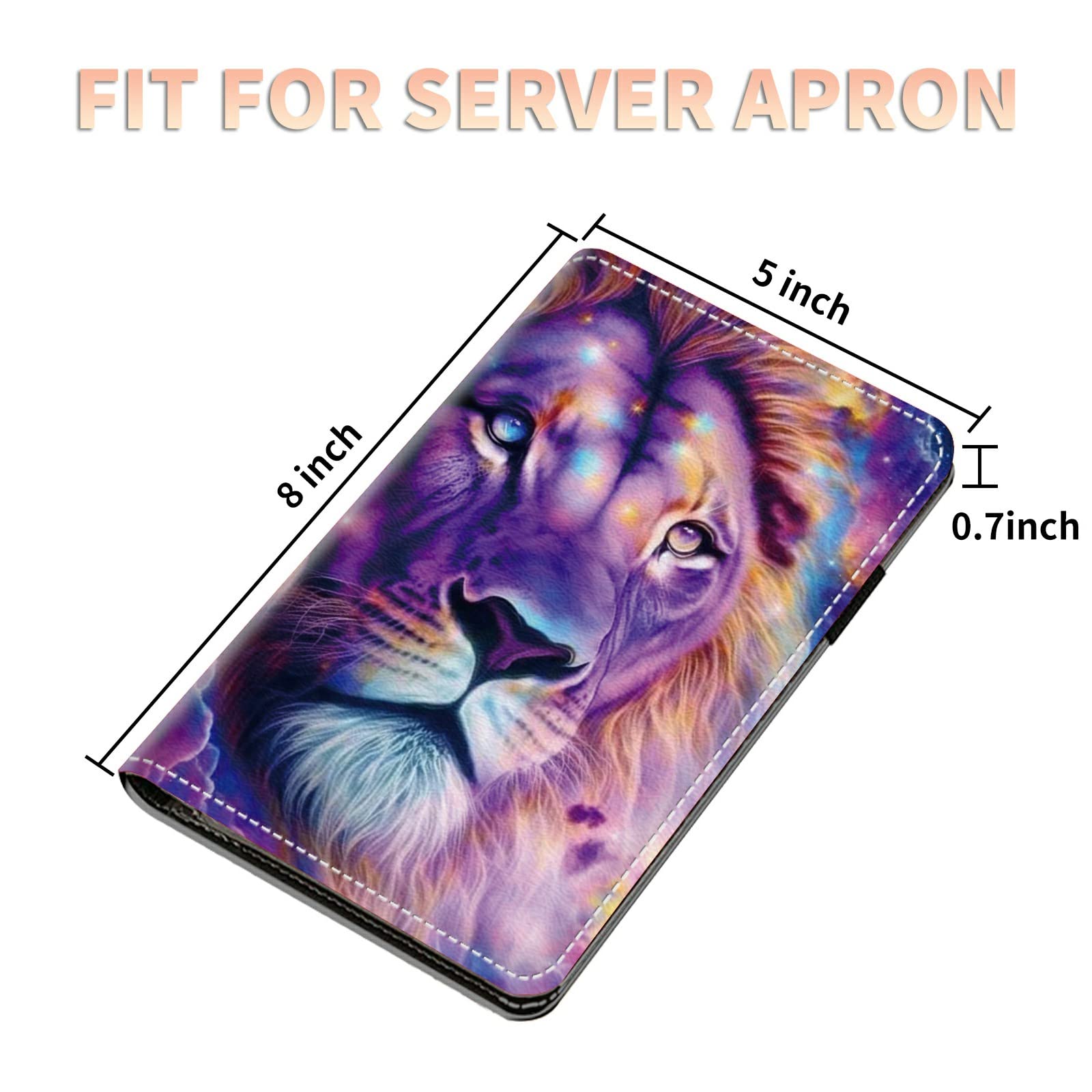 Server Books for Waitress Waiter with Zipper Pocket, Nebula Lion Leather Server Pads Waitstaff Organizer Guest Check Presenters Server Wallet Money Holder Pouch Fit Apron