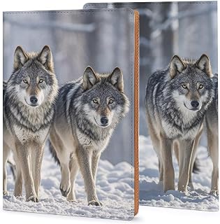 YHNNH A5 Notebook Cover Leather Pack of Wolves Printed, Refillable Premium PU Leather Journal Cover 5x8in, Hardcover Case Protector for 5.6x8.1in Diary - Reusable Gift