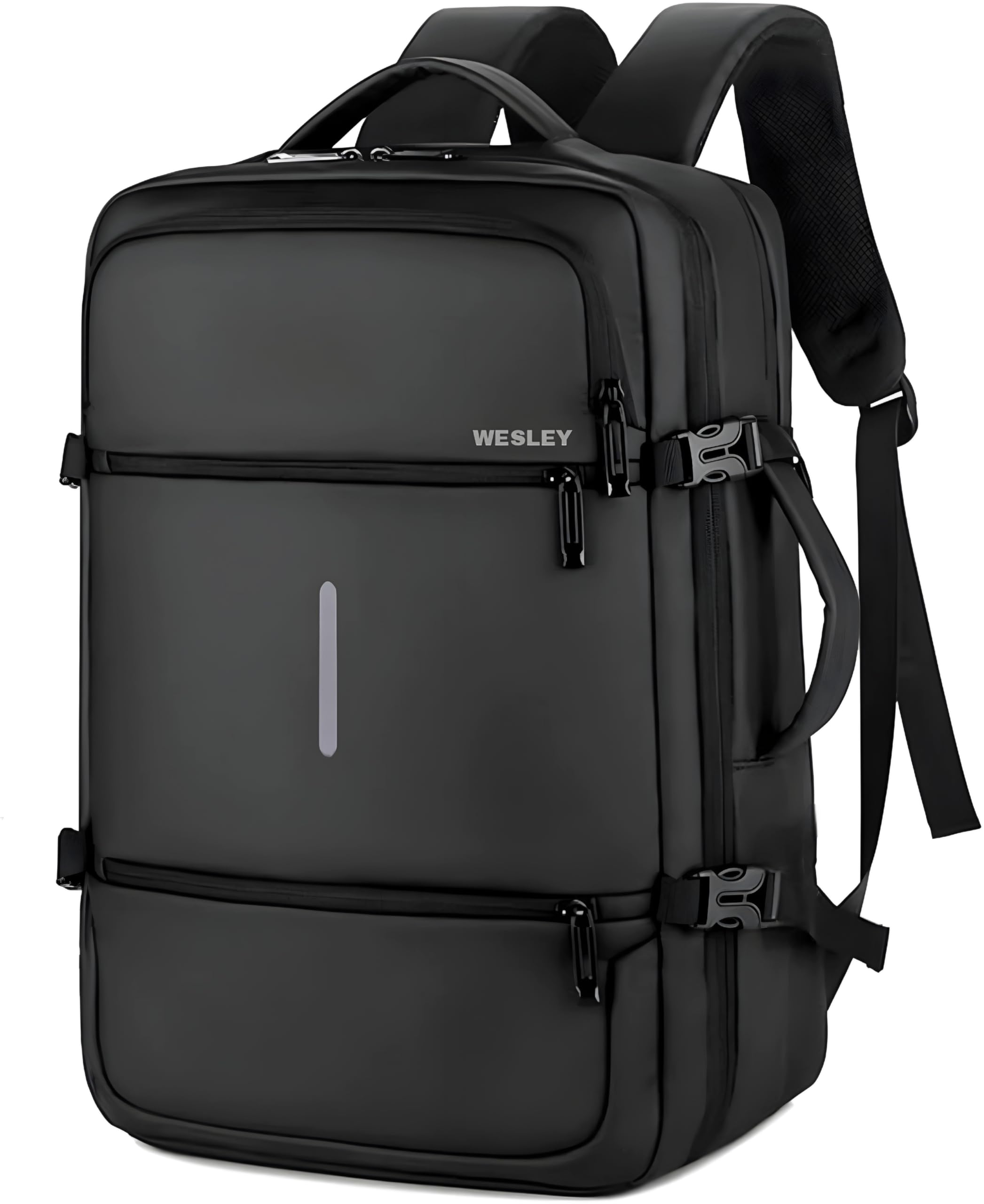 Wesley Luxur 45 Ltrs Overnighter Expandable Travel Laptop Backpack, Flight Cabin Approved Carry On with 16 inch Laptop Compartment, Anti Theft feature business/Travel/Weekender/college Charcoal Black — Amazon image 14