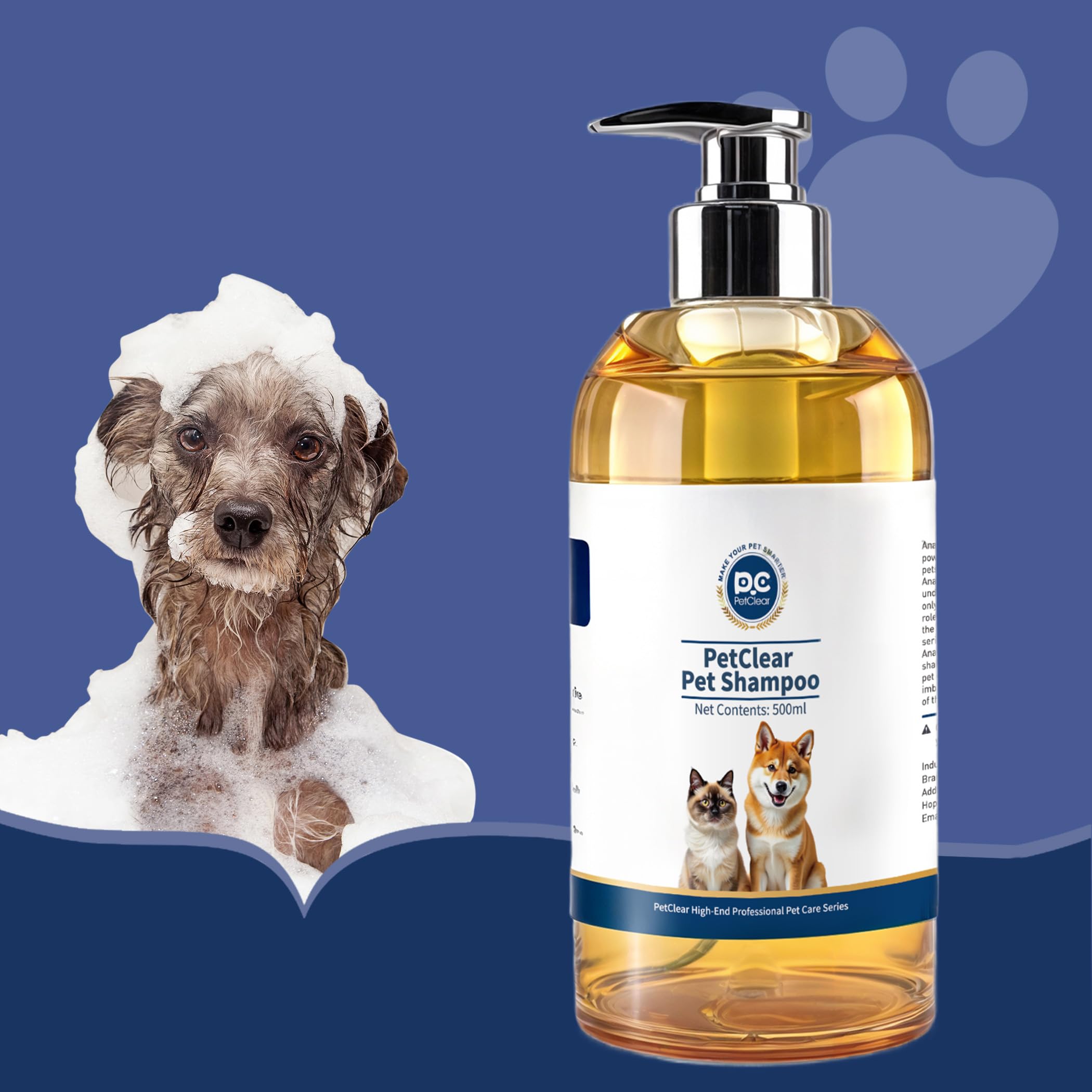 Shampoo per cani, shampoo per gatti, detergente naturale delicato per animali domestici, arricchito con vitamina E per gatti, cani e animali domestici. 500 ml (500 ml x 1)