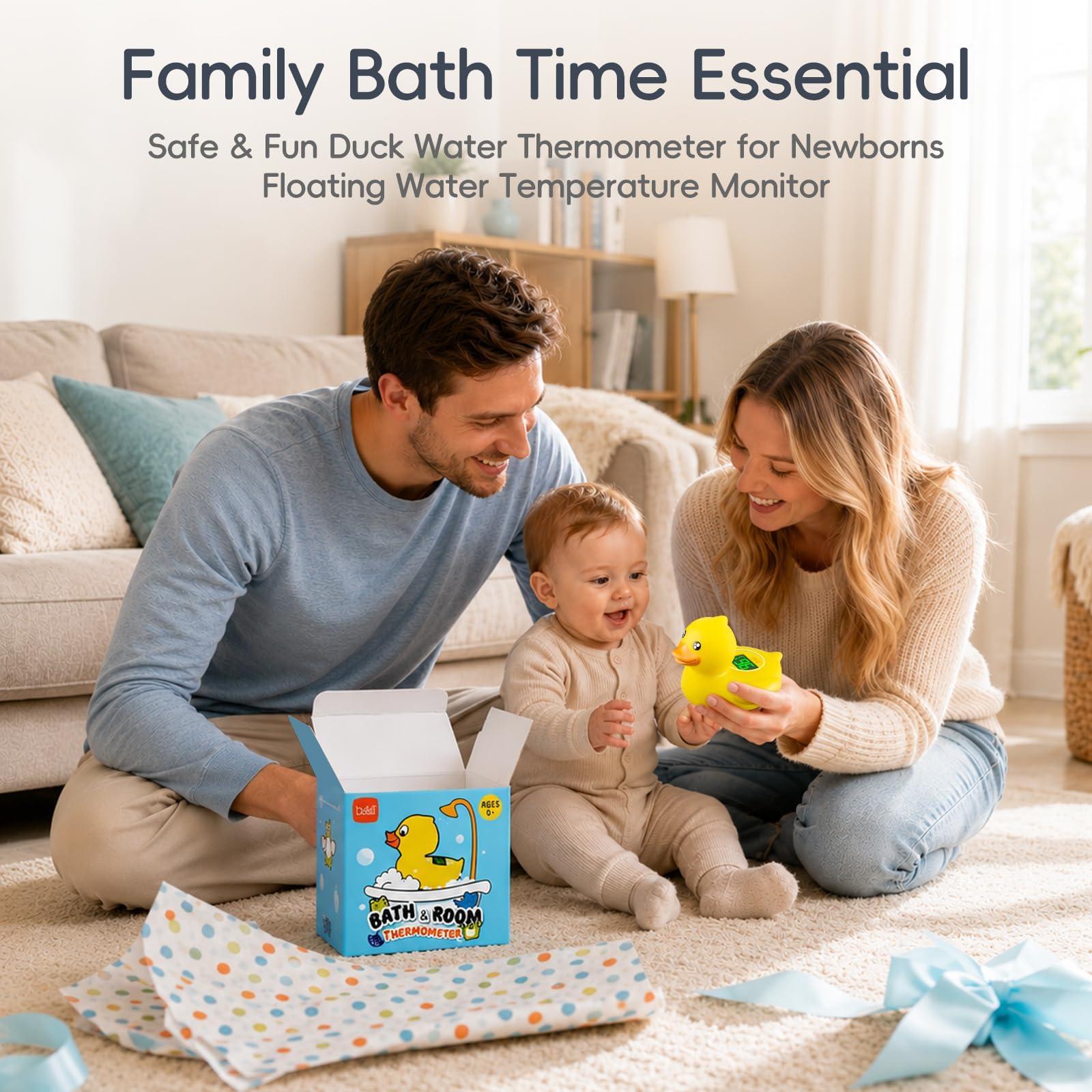 b&h Wiederaufladbares Baby-Badethermometer, digitales schwimmendes Duschthermometer für Neugeborene Badewanne und Zimmer, verbesserte Ausschaltfunktion, schnelle Temperaturmessung, Sicherheit