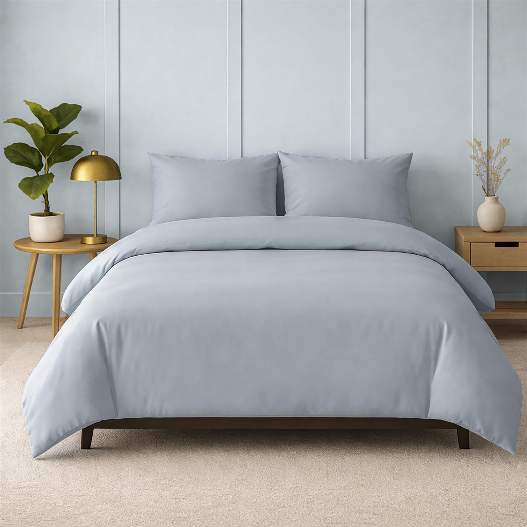 Adore Home Super King Duvet Cover Set Blue Plain Bedding & Pillowcases