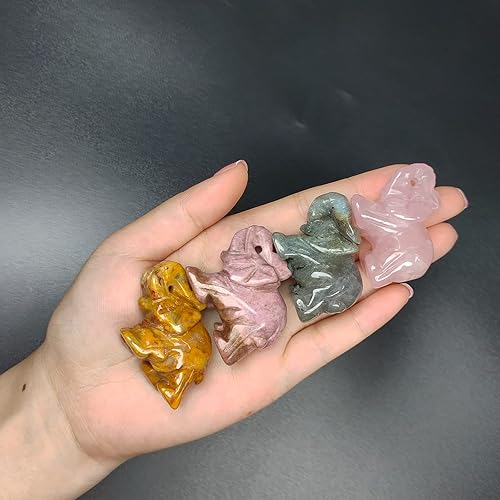 Miniatura 3 de Wemeki Figuras de elefante de piedras preciosas mezcladas, 6 piezas, estatua de elefante tallada a mano, piedras de cristal curativo, estatuas de