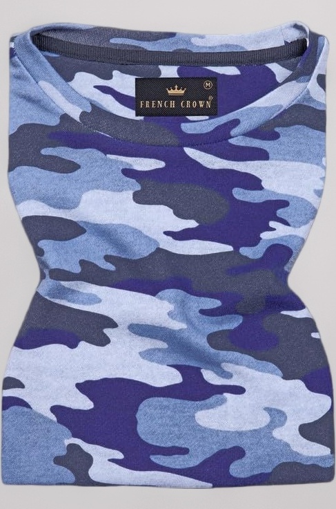 Men's Danube Blue with Scarpa Gray Camouflage Super Soft Premium Cotton Jersey T-Shirt