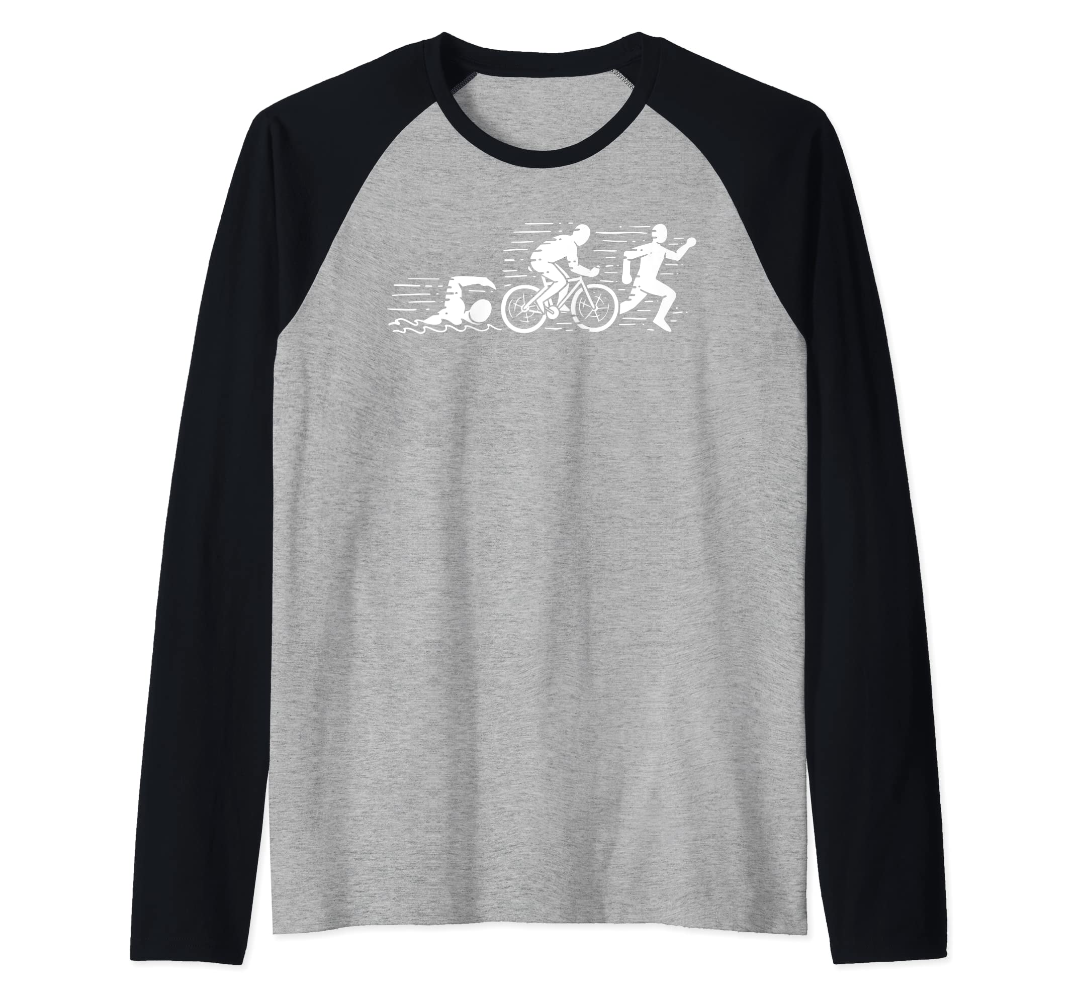Triathlon - Swimming, Cycling, Running - Sports Raglan Baseball Tee, Black