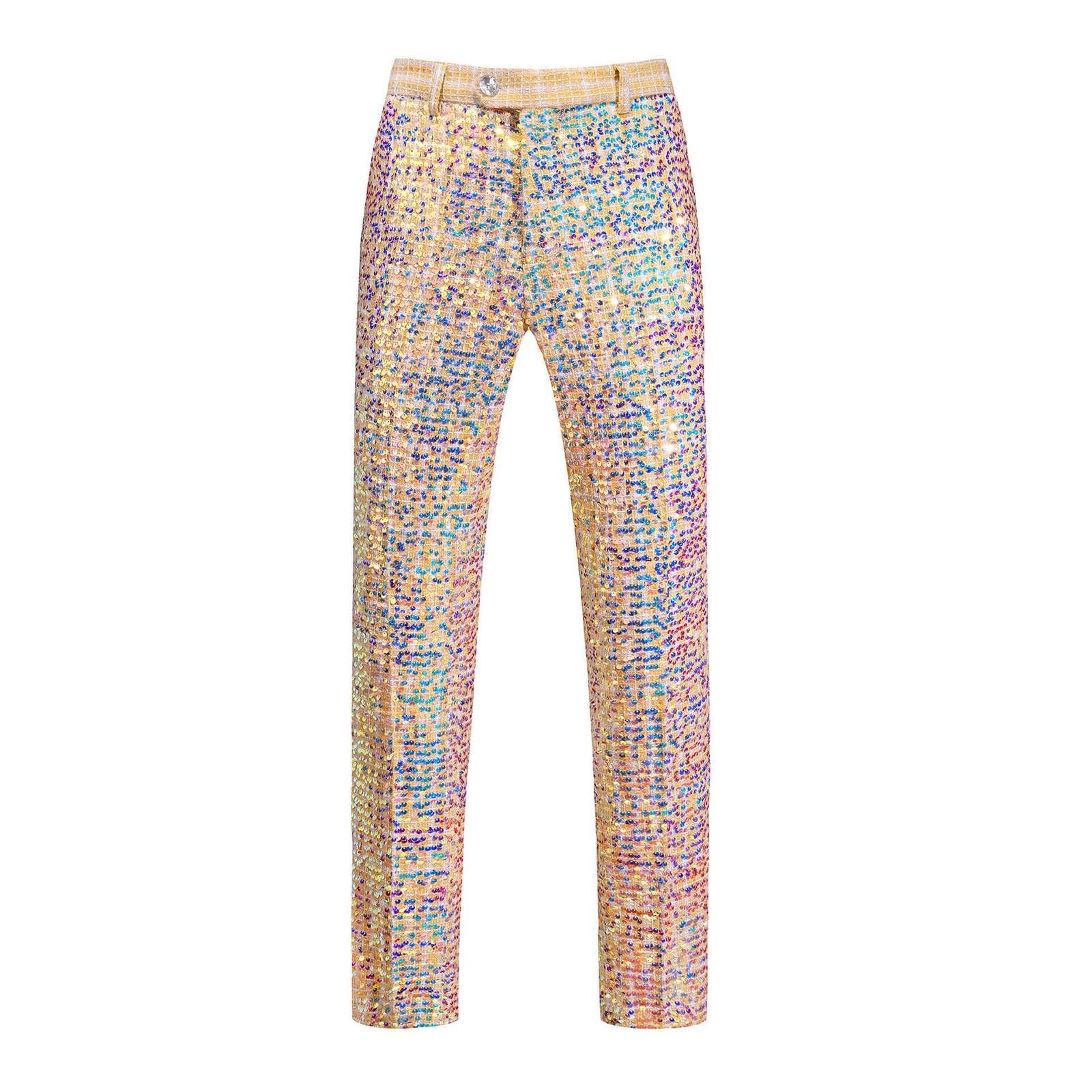 Pantalones de lentejuelas brillantes para hombre, brillantes y metálicos, para danza, jazz, hip hop, ropa de danza, pantalones holgados de los años 70 y 80, ropa de calle, carnaval, disfraz, baile