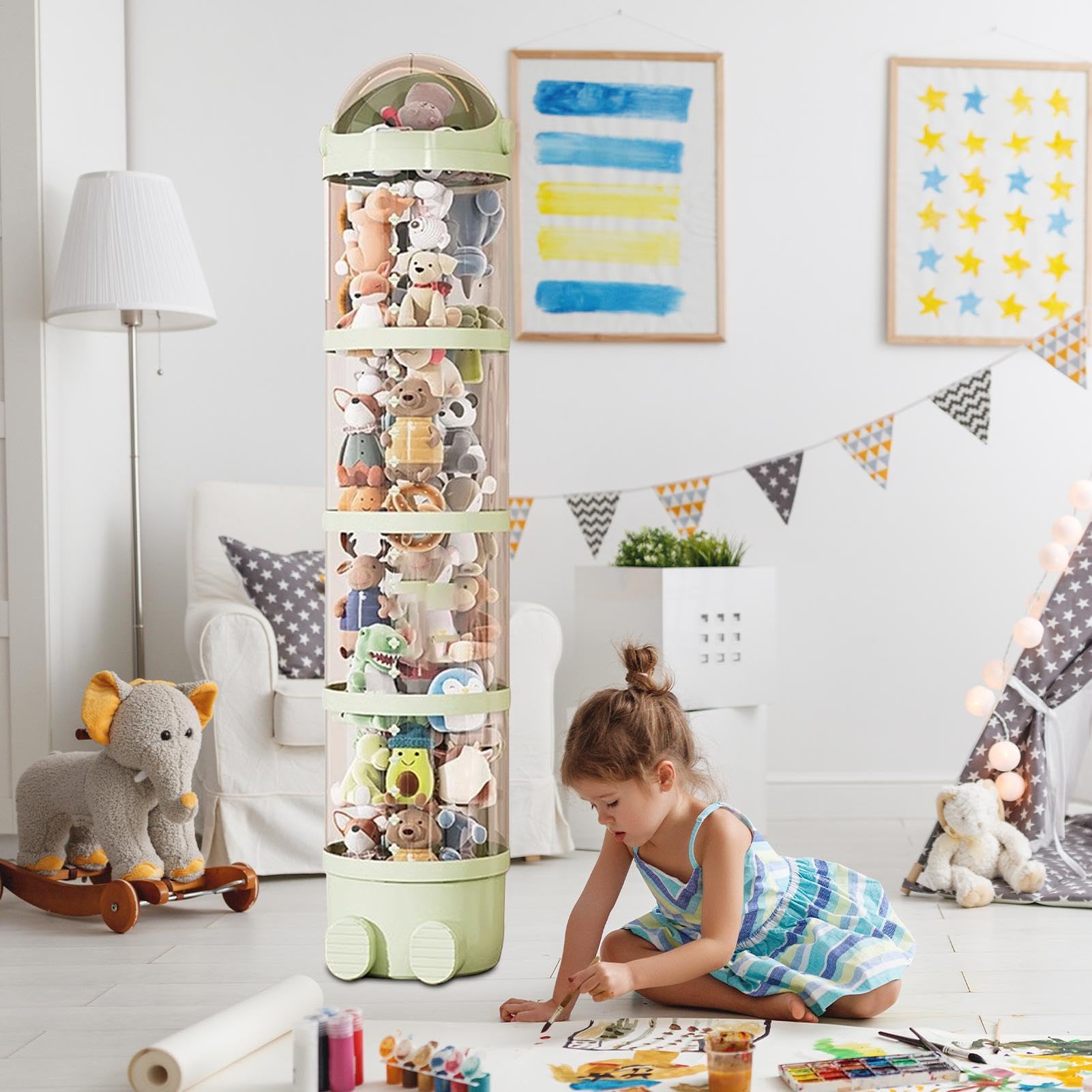 Toy Display Case - Transparente Aufbewahrungsbox, Vertical Spielzeug | Organizer Tube | Mehrgefüllter Halter, Puppenlagereimer, Raumdekor, Spielzeug-Scheibenröhrchen für Wohnzimmer und Schlafzimme