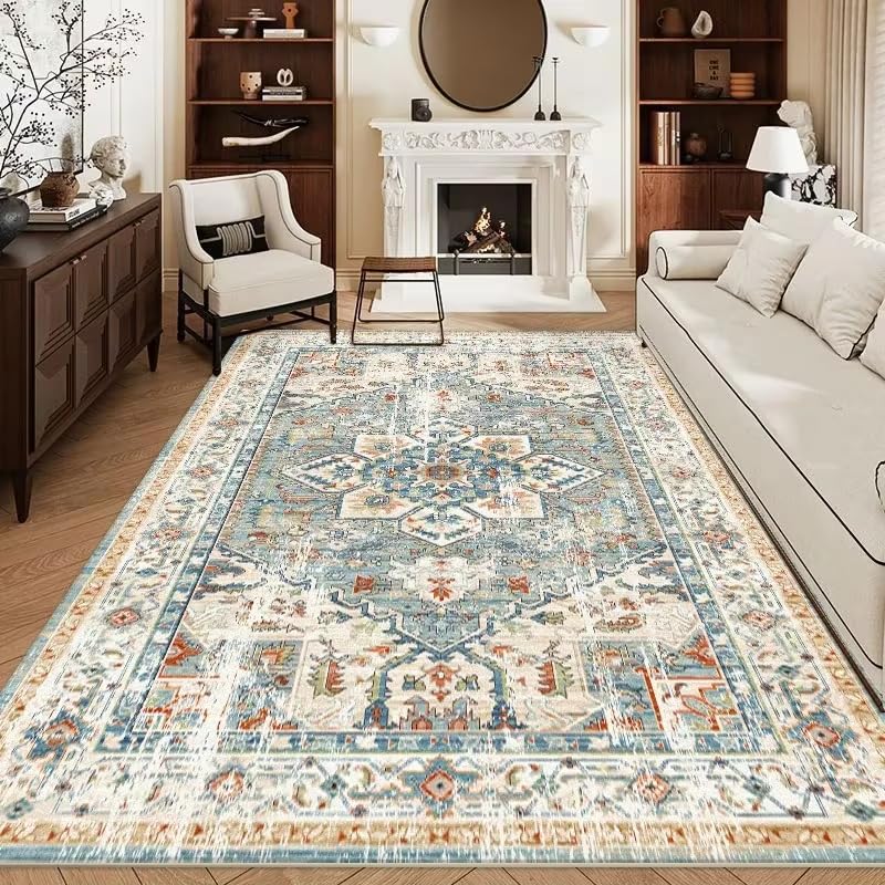 Tapis vintage 160x230 cm grand tapis de salon rétro chambre et canapé