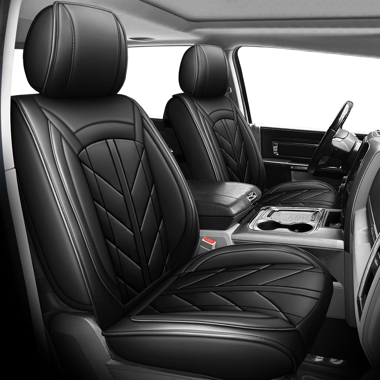 Full Set Car Seat Covers Compatible with Nissan Kicks 2018–2025, PU Leather Seat Cover Set for Front and Rear Seats, Scratch-Resistant Pet Seat Protectors, Waterproof Auto Interior Covers, Black&Grey