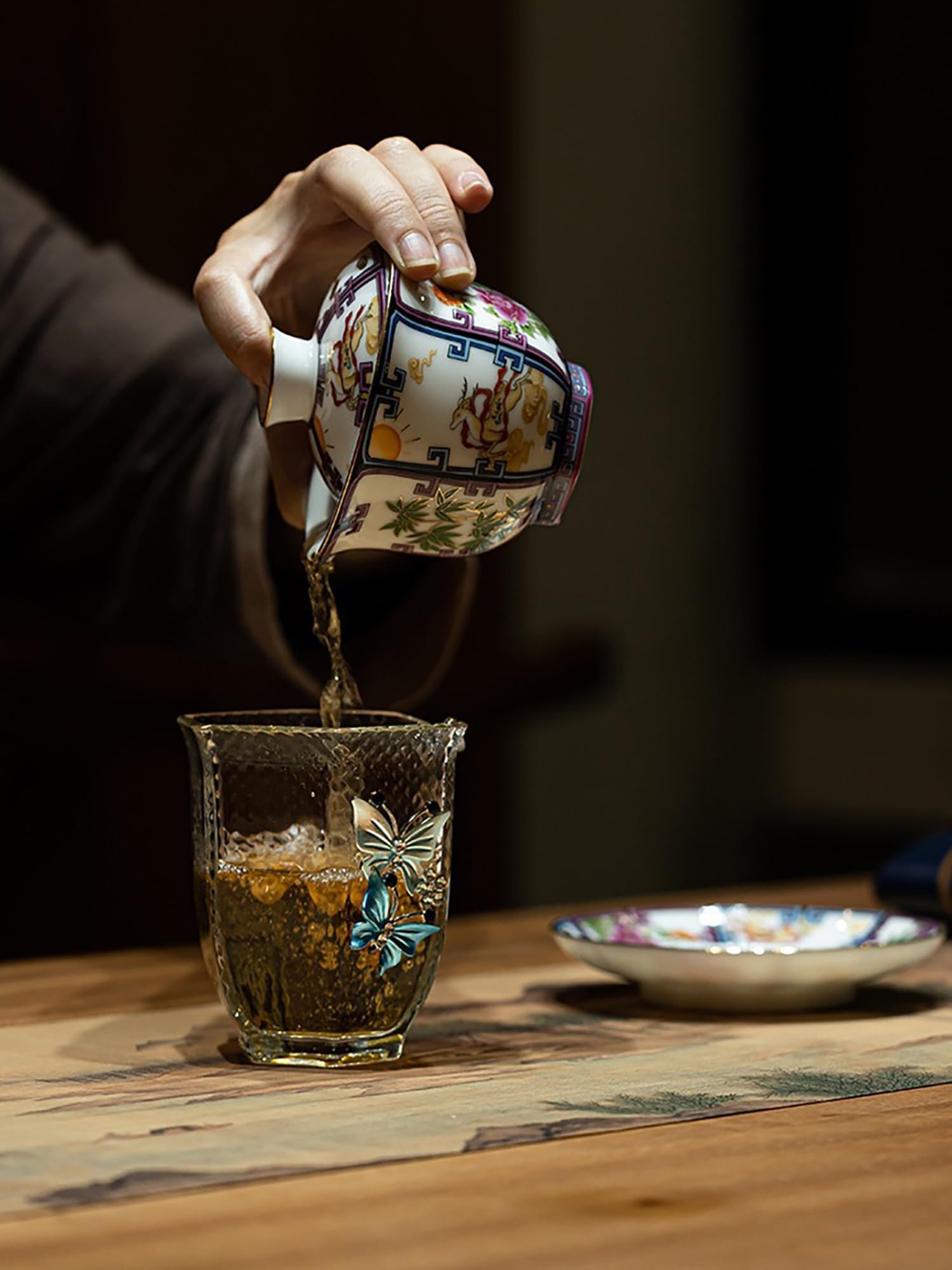 Keramik Tasse Topf Chinesische Tassen Chinesisches Emaille Muster Set Schüssel