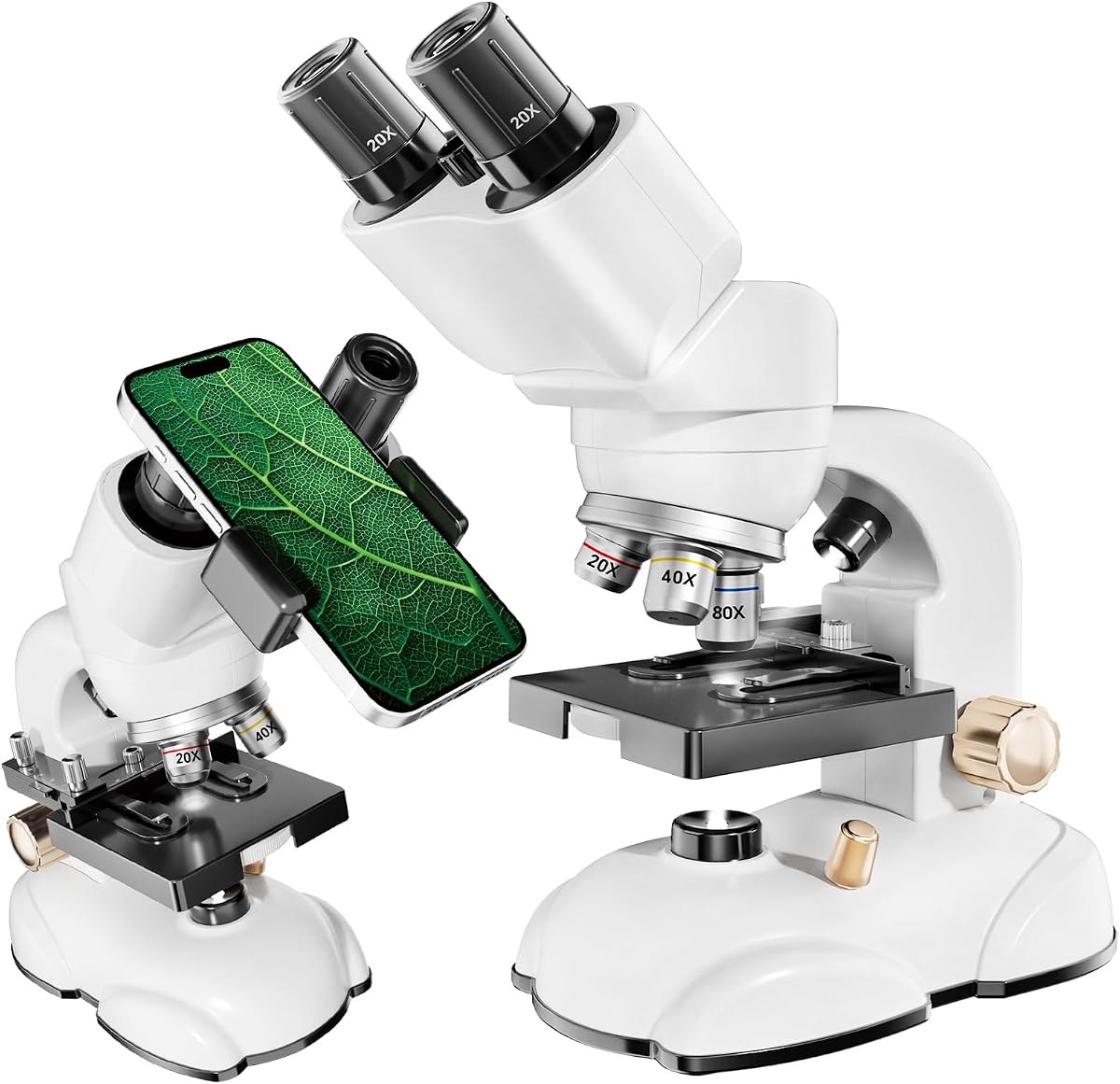 Microscope for Kids, Double Tube Double Mirror Microscope Kit LED 400X-1600X Magnification Kids Science Toys, Microscope Slides with Specimens for Kids,Students Microscope STEM Kit