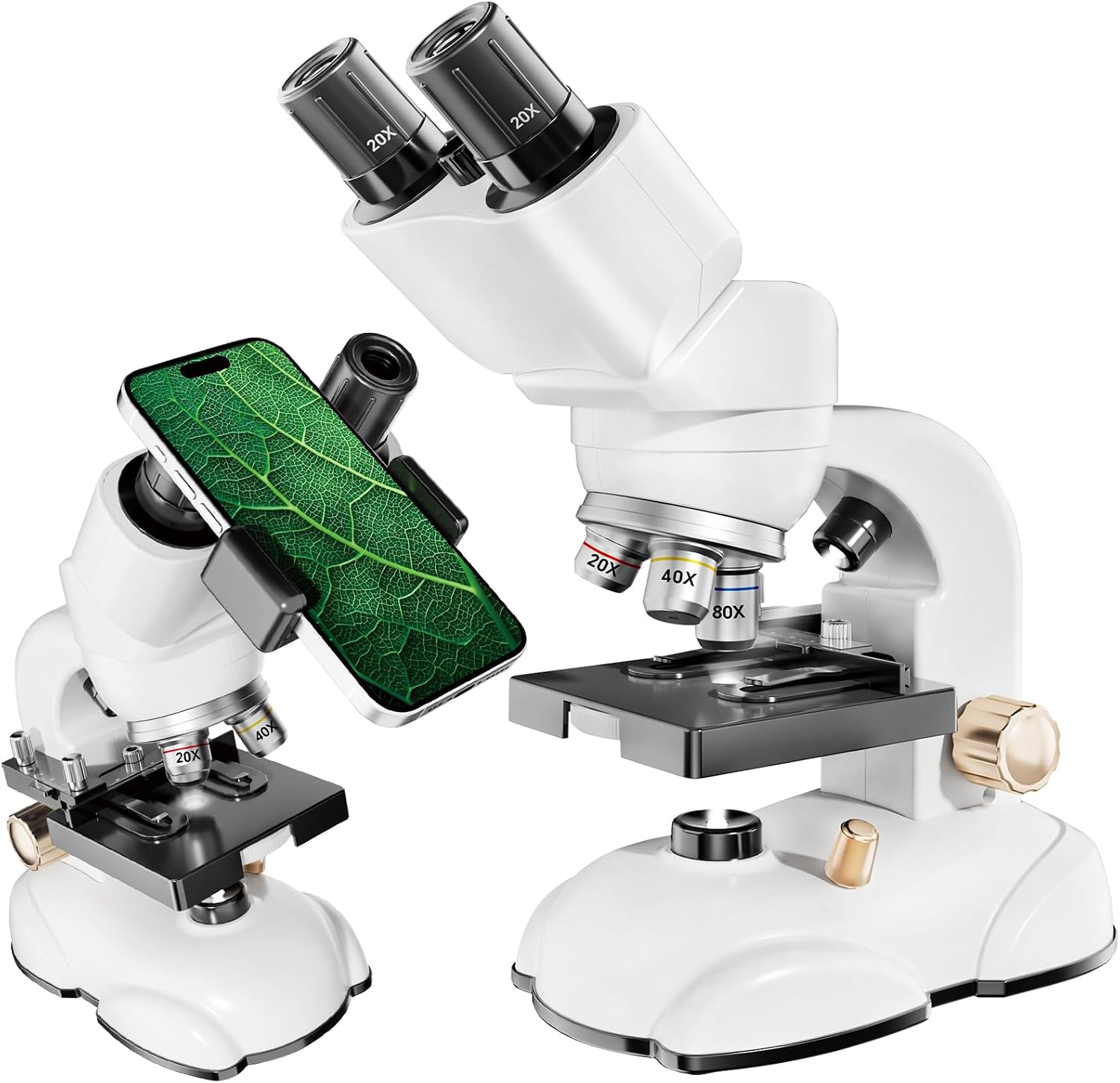 Microscope for Kids, Double Tube Double Mirror Microscope Kit LED 400X-1600X Magnification Kids Science Toys, Microscope Slides with Specimens for Kids,Students Microscope STEM Kit