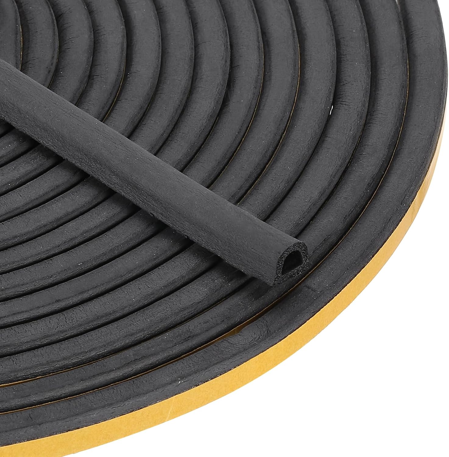PATIKIL 20 ft D Shape Rubber Seal Strip, Self-Adhesive EPDM Rubber Door Weather Stripping for Boat, RV, Auto, Truck, Marine, Garage Doors/Window, W: 1/3", H: 5/16", Black/Yellow