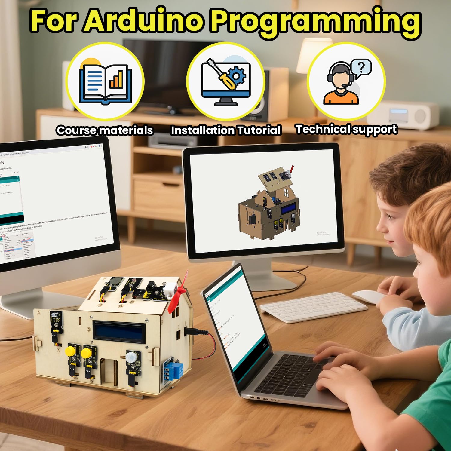 KEYESTUDIO Zestaw startowy smart home, kompatybilny z Arduino IoT, kompletny zestaw, projekt budowniczo-elektroniczny, moduł z mikrokontrolerem UN0 R3 i akcesoriami