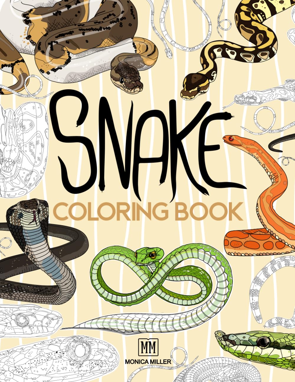 Snake coloring book: Become a snake explorer! Have fun coloring snakes and cobras with this activity book for all ages. Realistic Coloring Book for Children and Grown-Ups