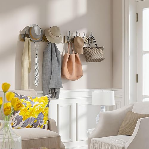 Miniatura 4 de YMYNY Perchero montado en la pared con 4 ganchos, ganchos de entrada de 16.54 pulgadas de largo, 1 paquete de perchero, estante flotante de pared