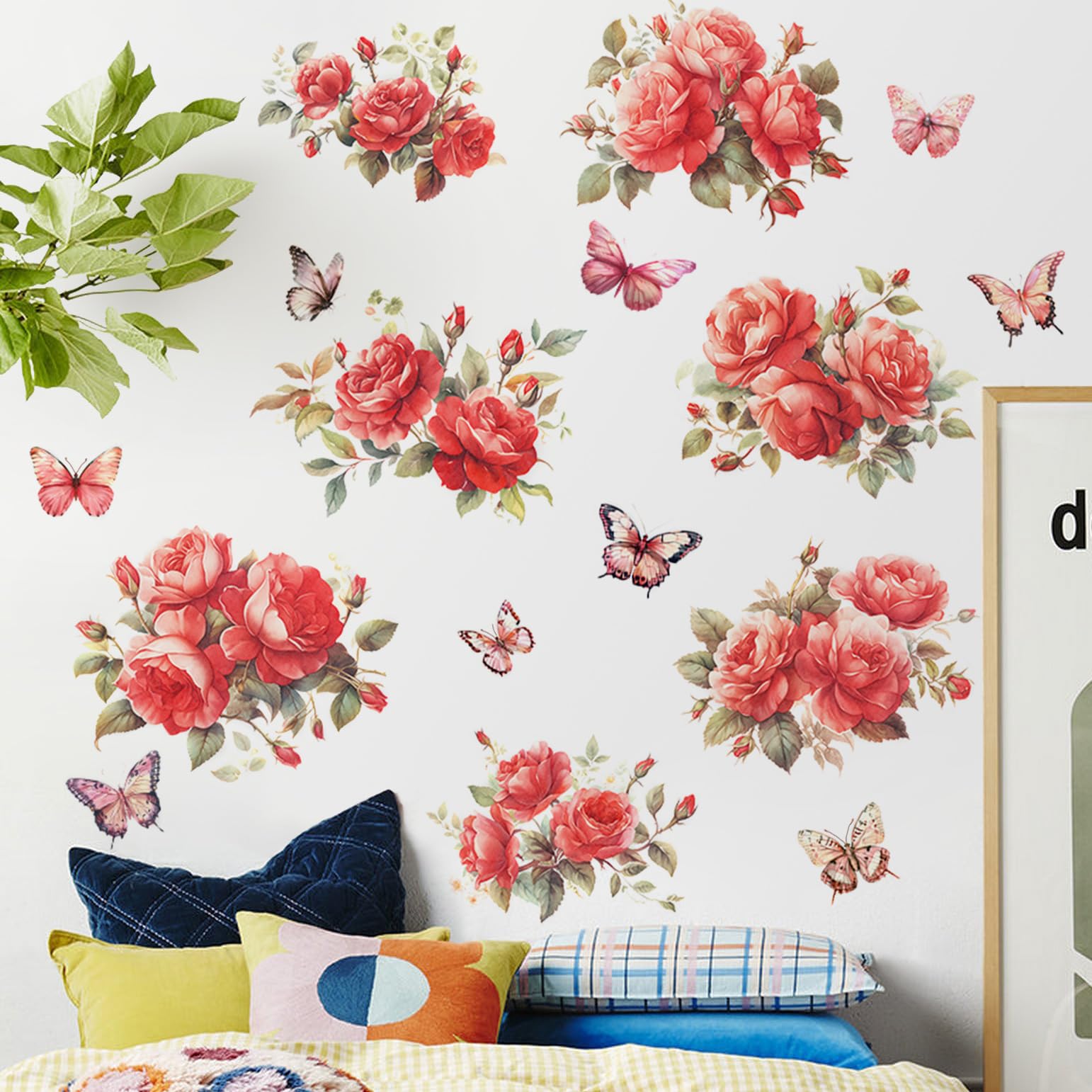 Amazon.com: RAINBOW WSK Pink Peony Flower Wall Decals Peel and