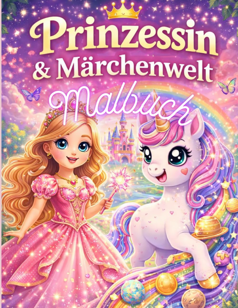 Prinzessin & Märchenwelt Malbuch: Magische Ausmalbilder für Kinder von 3–7 Jahren mit Schlössern, Kronen, Feen und magischen Szenen