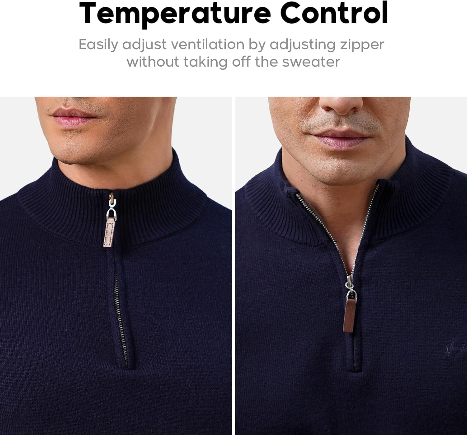 VPG Mens Quarter Zip Sweater, Regular Fit Lightweight Mock Neck Knit Texture Polo Long Sleeve 1/4 Zip Pullover - Image 5
