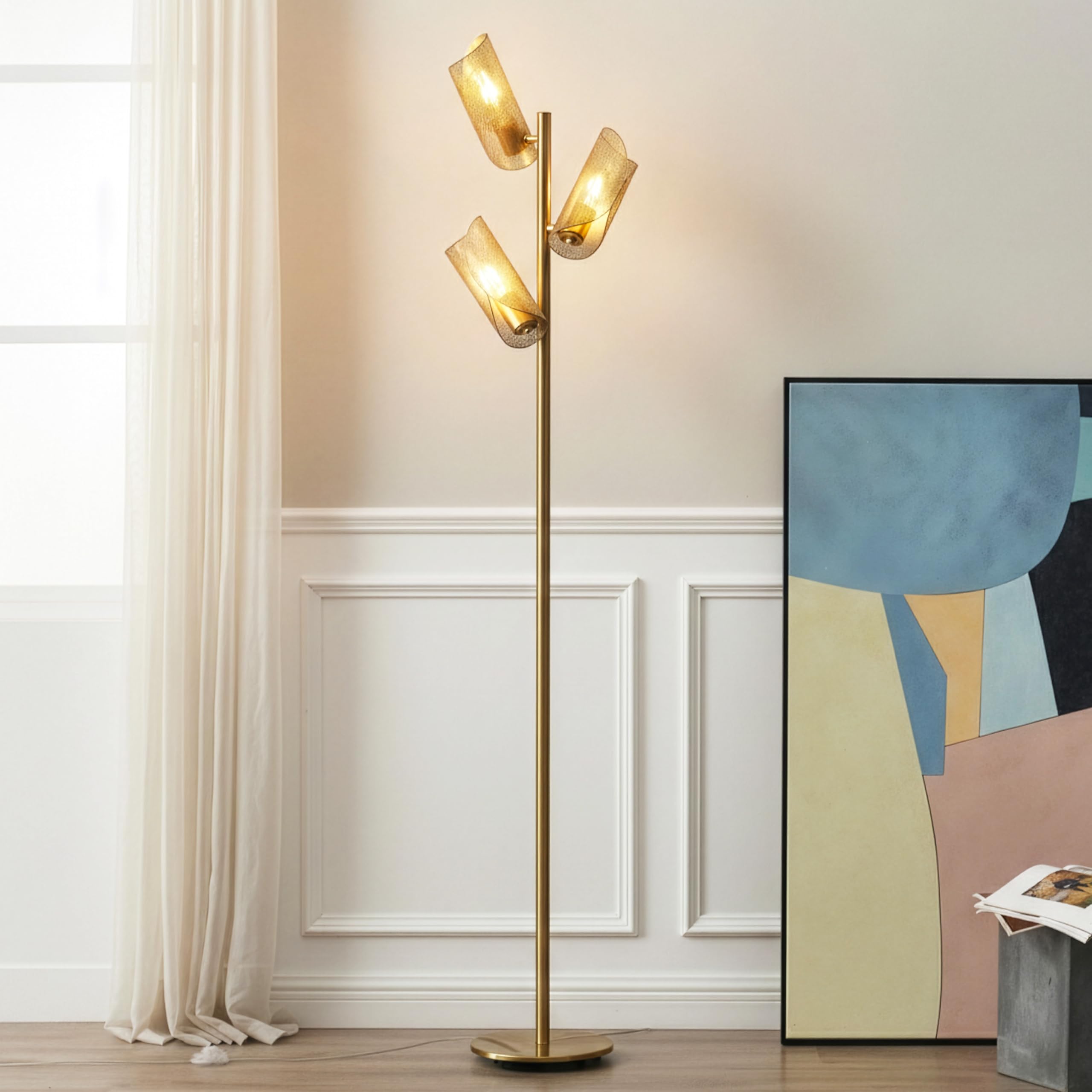 Brightech Lyra LED Tree Floor Lamp for Mid-Century Modern Contemporary Industrial D cor 3 Light Head Standing Lamp