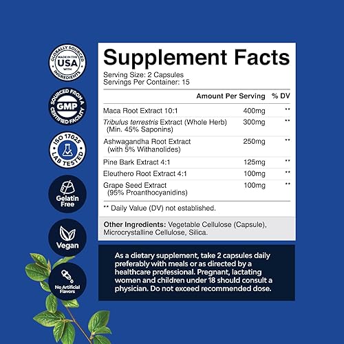 Miniatura 2 de Cápsulas de raíz de maca negra para hombres  Suplemento de mejora de hierbas para hombres con ginseng siberiano Ashwagandha y raíz de maca negra