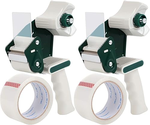 JARLINK Paquete de cinta de embalaje transparente (18 rollos) con 2 pistolas dispensadoras con 2 rollos de cinta para envío, embalaje y sellado en