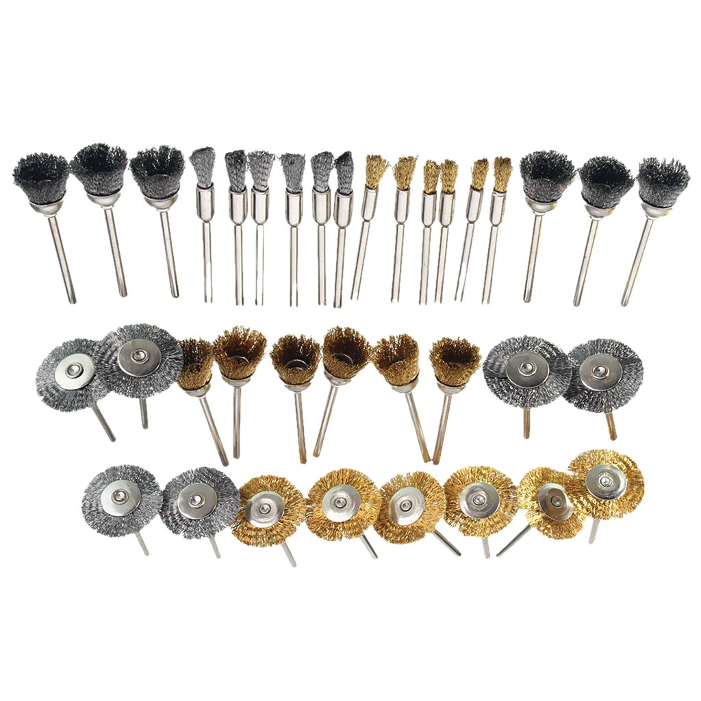 36Pcs Brass Steel Wire Brush Polishing Wheels Full Kit for Rotary Tools-image-37