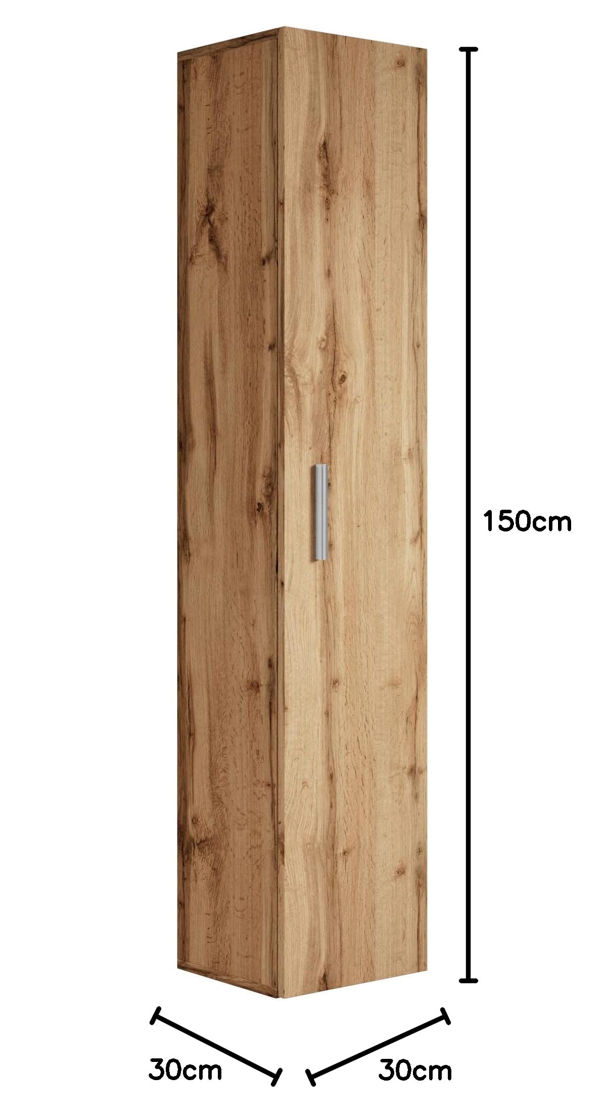 Badplaats B.V. Armoire de Rangement de Pluto Hauteur 150cm Chene - Meuble de Rangement Haut Placard Armoire Colonne