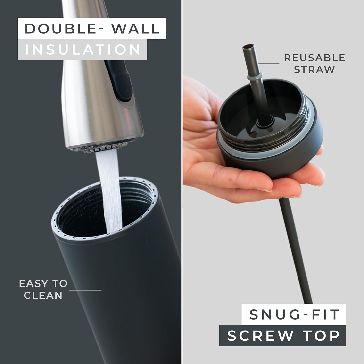 STRATA CUPS Black Skinny Tumblers with Lids and Straws (12 pack) - 16oz Double Wall Acrylic Tumbler, Tall Matte Skinny Tumblers, Bulk with Free Straw Cleaner, Reusable Cups - Image 3