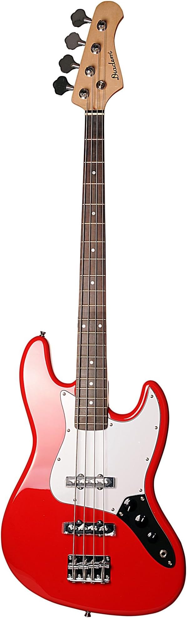 Diadem Solid Wood Electric Bass Guitar with Gig Bag Case Red 47"