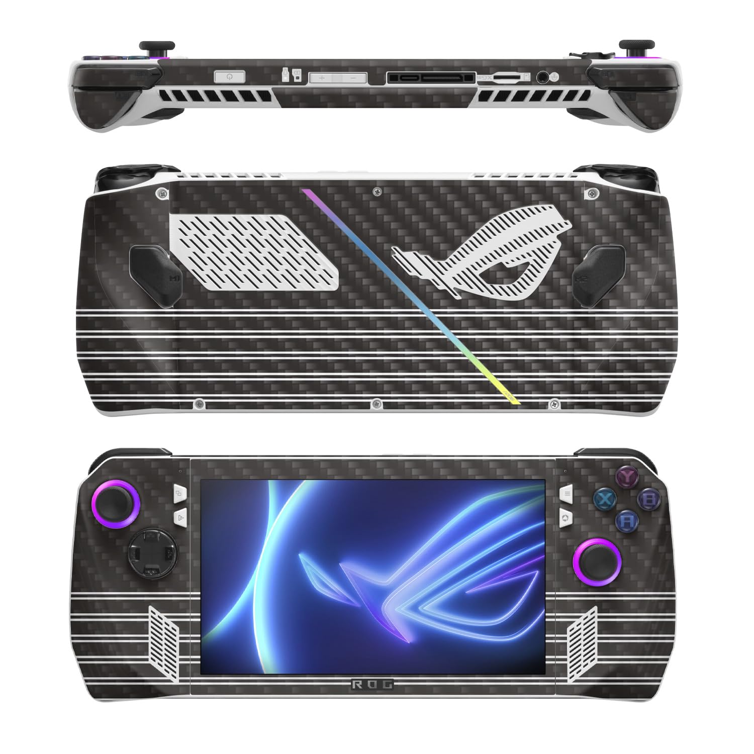 MightySkins Carbon Fiber Skin Compatible with Asus ROG Ally - Pinstripe | Protective, Durable Textured Carbon Fiber Finish | Easy to Apply, Remove, and Change Style