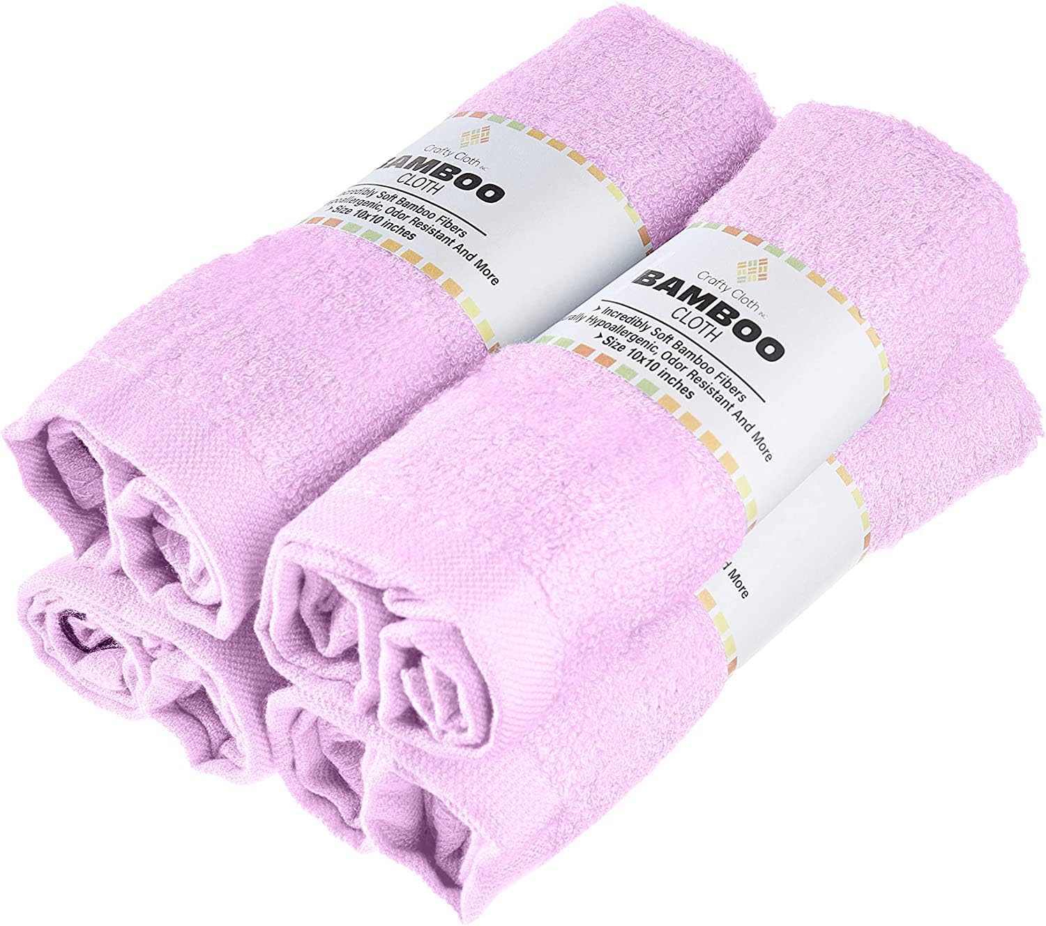 Crafty Cloth Rayon Bamboo Ultra-Soft Washcloths Luxurious, Gentle, and Fast-Drying Towels | 4-Pack 12x12 Machine Washable |Purple