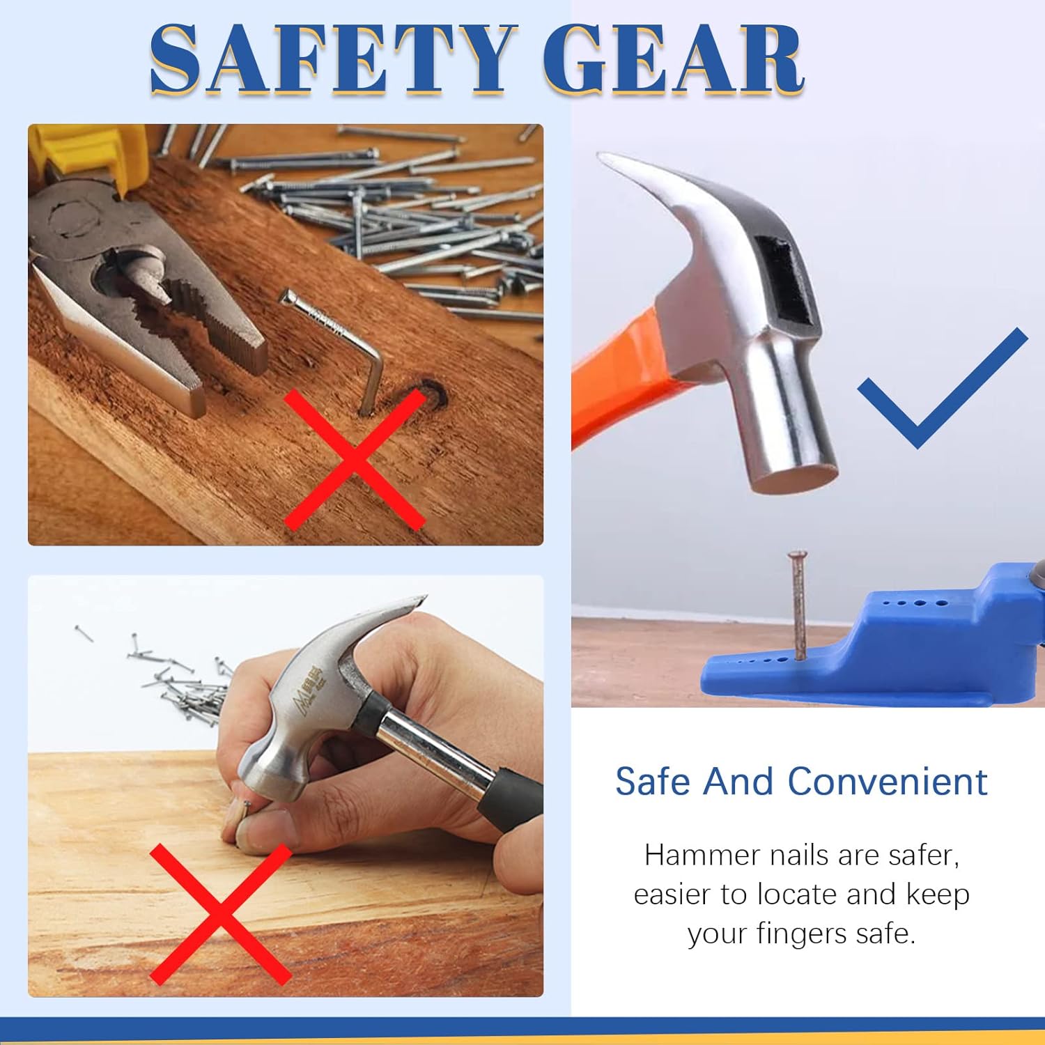 Glarks Nail Hold Plier - Plastic Safety Plier Finger Saver Protector for Hammering Nails & Screws