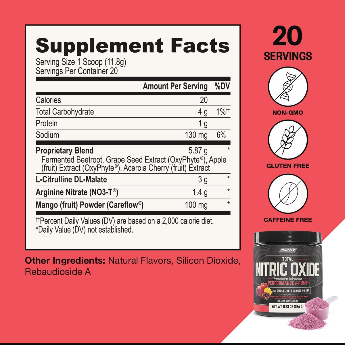 ONNIT Total Nitric Oxide Pre-Workout Powder, Harvest Fruit Punch, 20 SRV — Amazon image 8