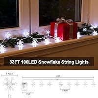 Vista 6 de Luces de Decoración de Navidad, 8 Modos y Temporizador con Control Remoto, 33 Pies 100 Luces LED Operadas con Pilas, Luces de Hadas Impermeables