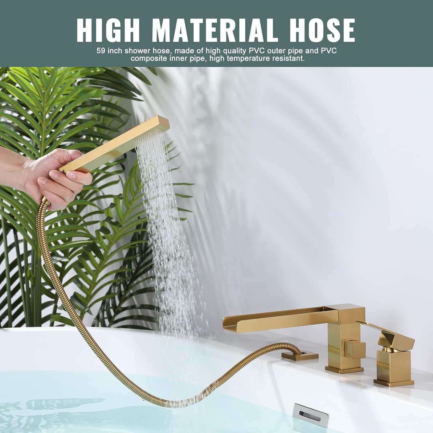 Gold Modern Roman Tub Faucet Set with Hand Shower