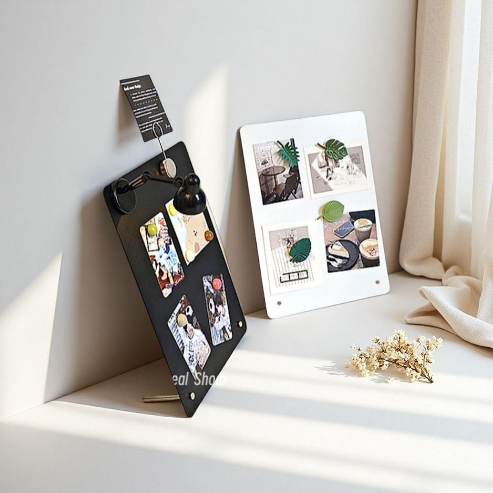 HapSmile Mini Black Metal Bulletin Board with Strong Attachment Force Bulletin Board, Double-Sided Tabletop Magnetic Memo Board to Display Notes Photos Home, Office and Kitchen
