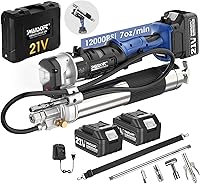 SWANSOFT Cordless Electric Grease Gun: 21V 7oz/min High-Flow, 12,000 PSI, 2x4Ah Batteries, 2-in-1 Grip for Trucks, Farms & Construction