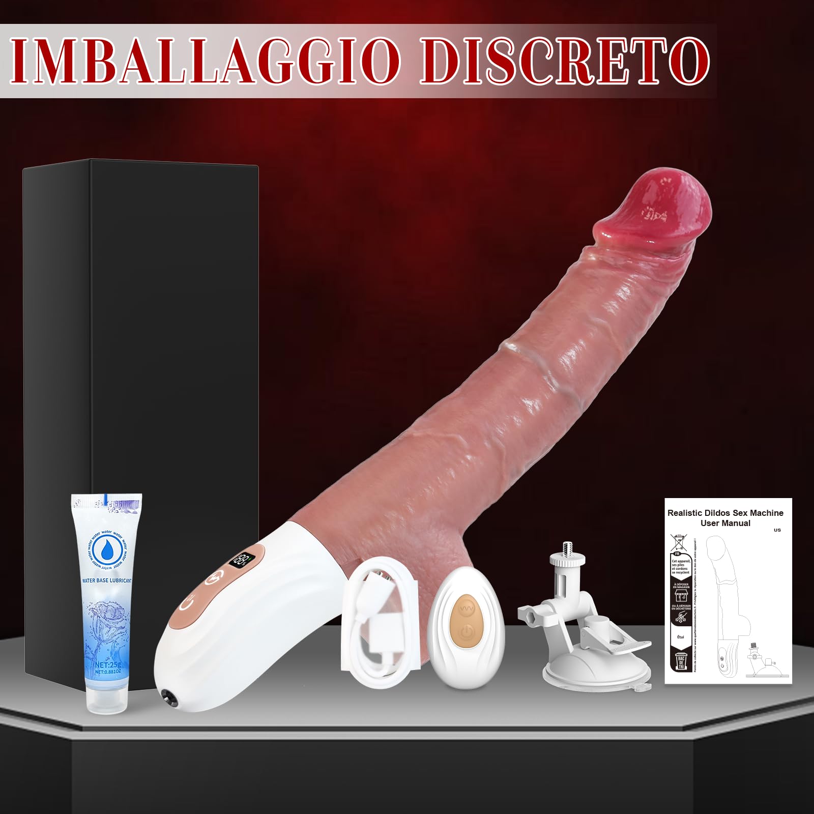 Dildo Realistico Vibratoreper Donna Professionale - Sex Machine Dildo Anale Sexytoysys Donna Coppia con 9 Mmodalità di Spinta, Oscillazione e Vibrazione, Vibratore Anal Sex Toys Sessuali per Donne