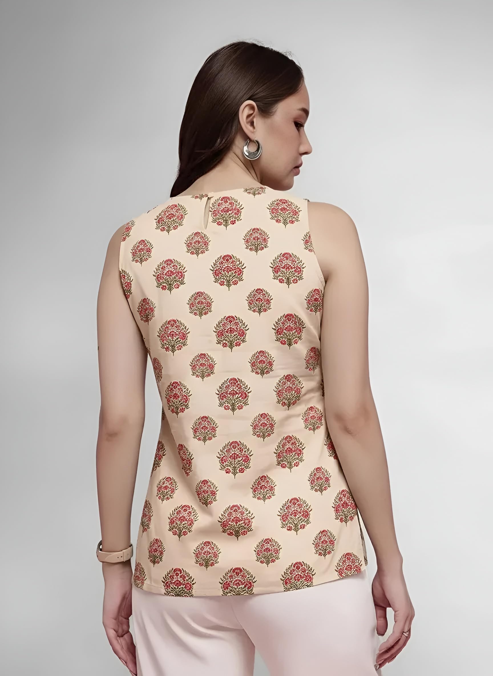 Pinkmint Camiseta sin mangas estampada para mujer y niña, tela de algodón puro batista, ajuste regular, suave, transpirable, ideal para uso casual, diario, oficina y verano (disponible en tallas