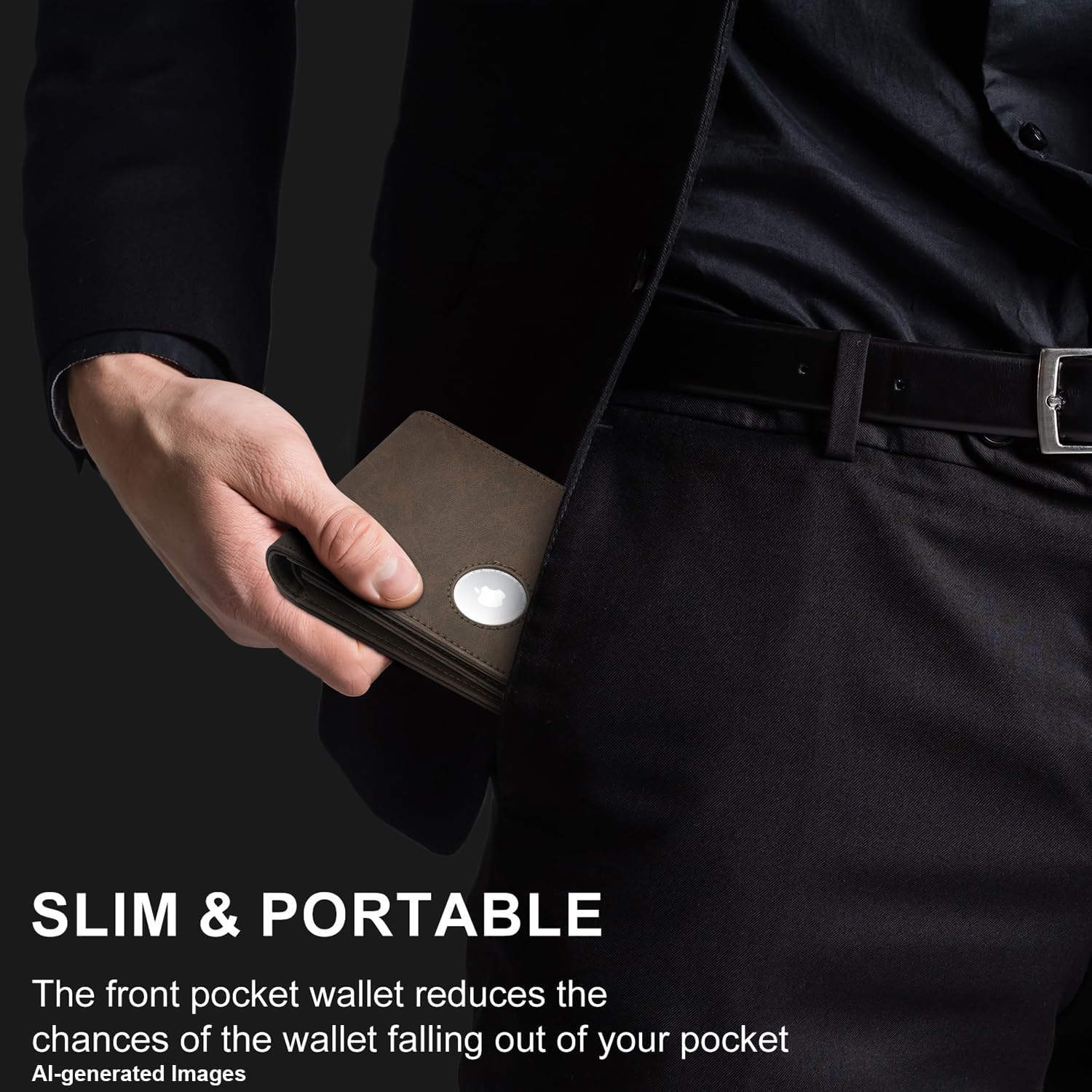 furid Minimalist AirTag Wallet for Men: RFID Front Pocket Card Holder | Top-Grain Leather Air Tag Wallet Slim and Compact 13 Card Slots - Gift Ready for Birthday Anniversary