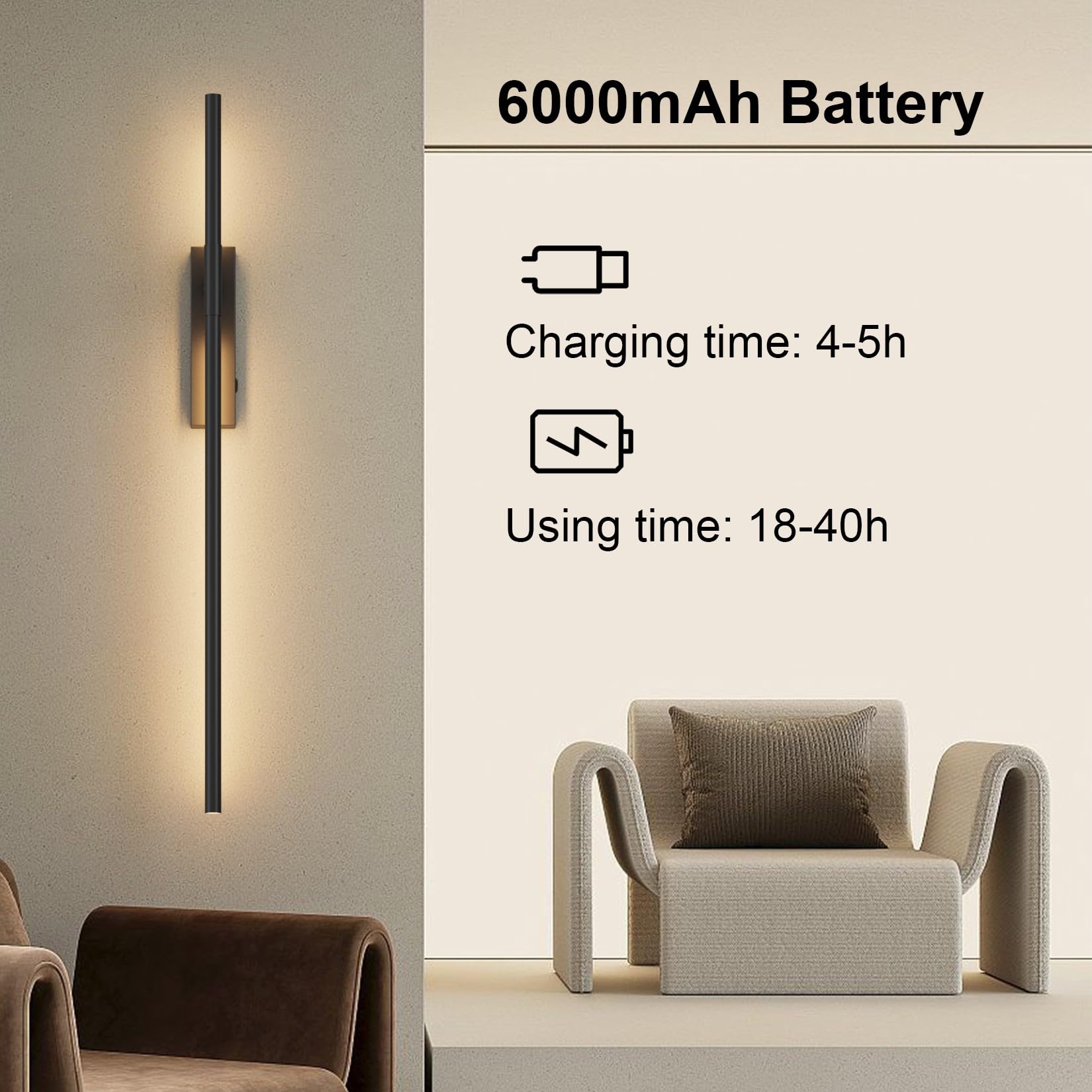 Snapklik.com : Battery Operated Wall Sconce Set Of 1, 32.7inch