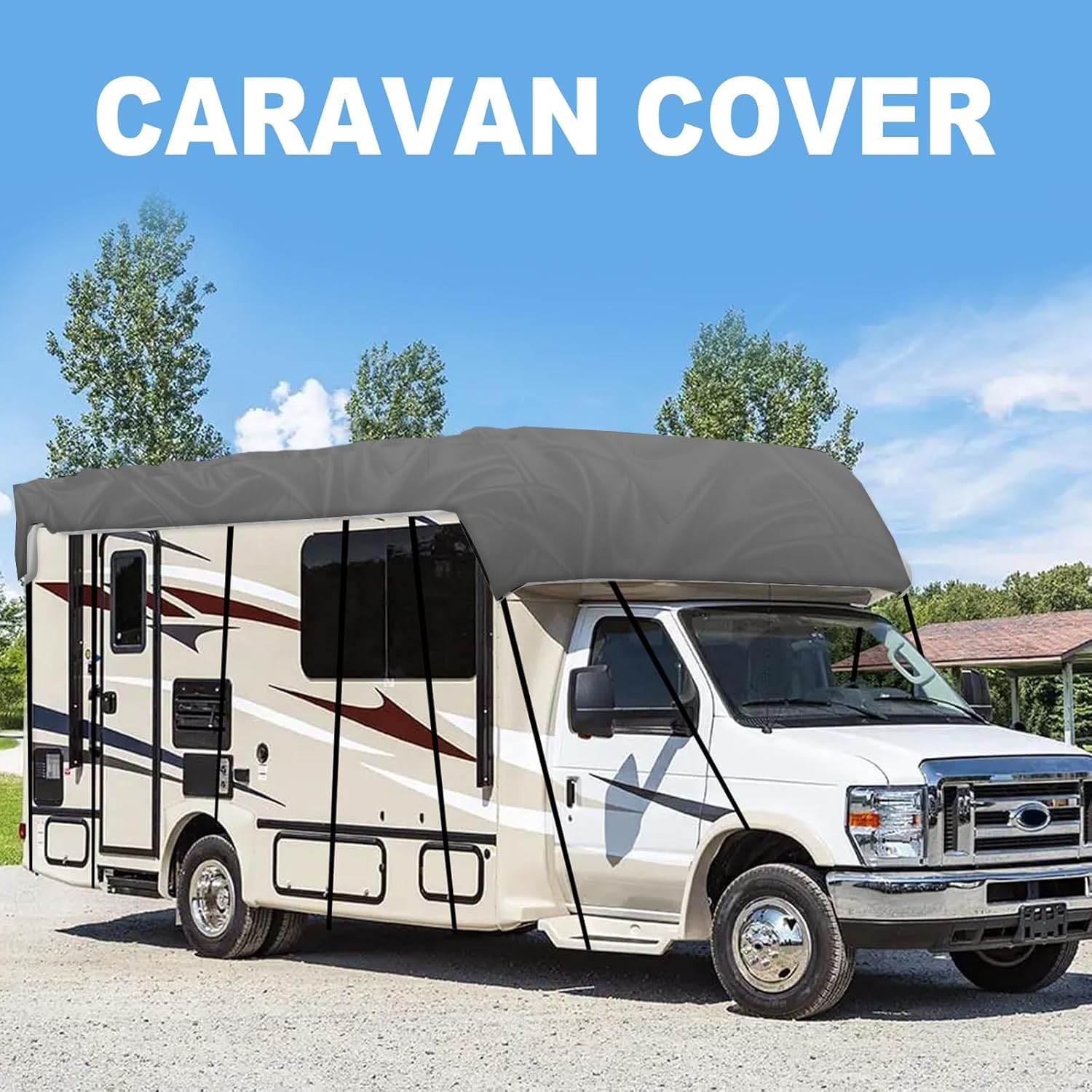 FUELIX Cubiertas para Autocaravanas Oxford 210D, Cubierta De Protección De Techo, Funda Protector Solar Impermeable Y Antinieve para Remolque, Camión De RV 8.5 * 3m
