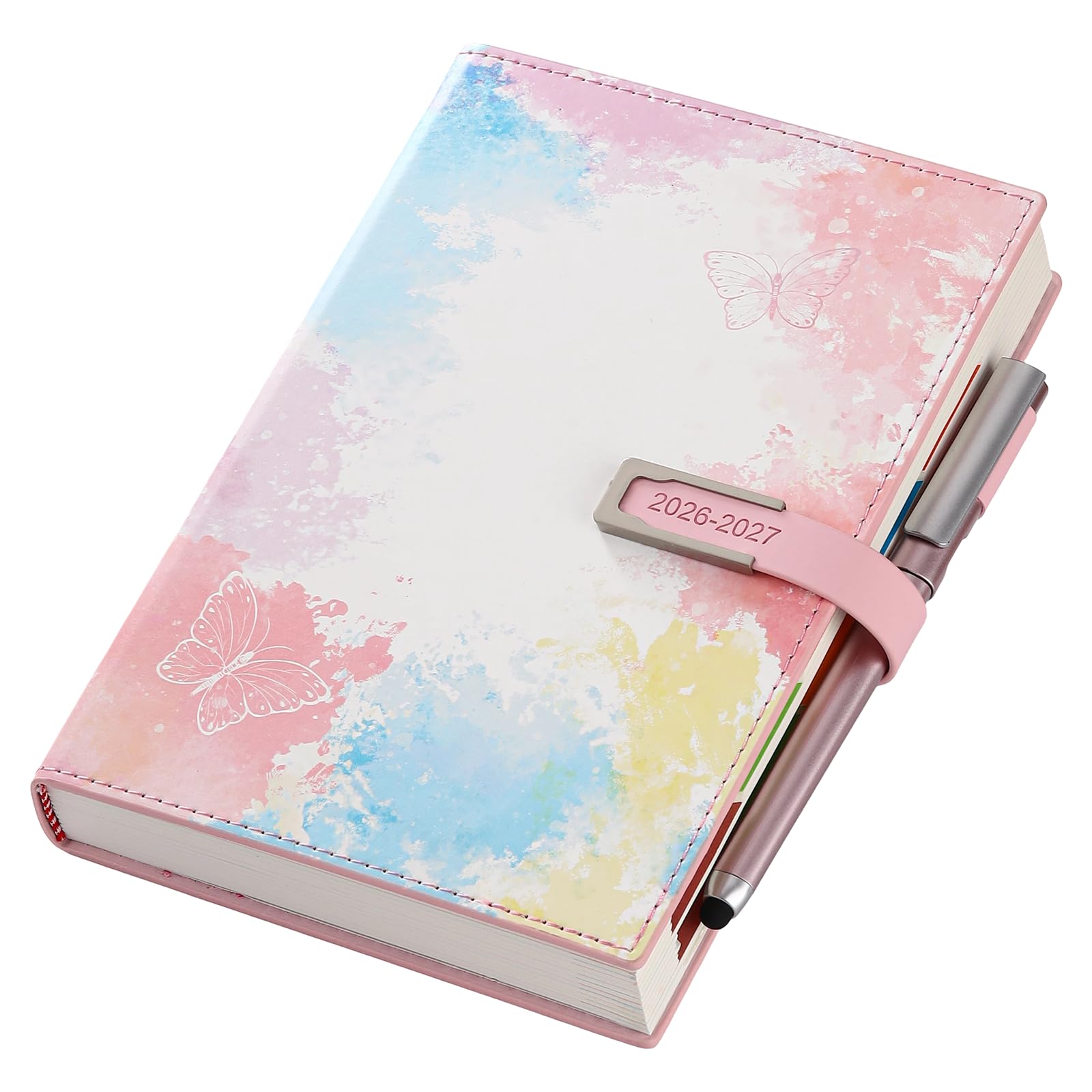 Academic Diary 2026-2027 A5 Page a Day,13 Month Schedule Organiser from Aug 2026 to Aug 2027,Day Per Page Agenda, Productivity Daily Planner with Pen,Sticker (Colorful)