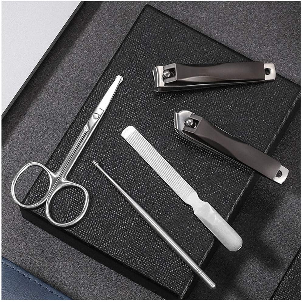 Manicure Set Blue Nail Clippers 5-Piece Set Stainless Steel Nail Clippers Nail File Ear Pick Portable Travel Manicure Tool Pedicure Kit