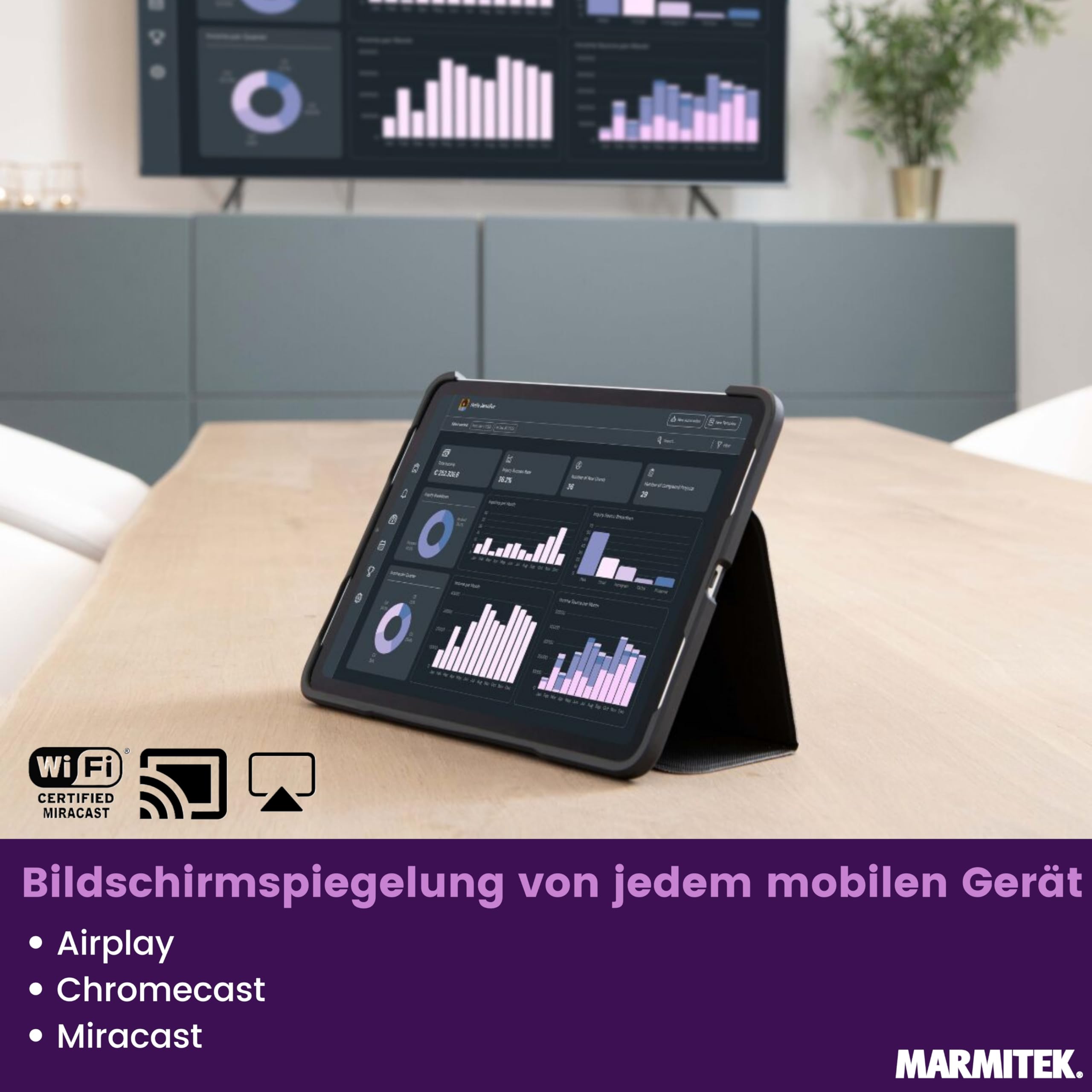 Marmitek Stream 4K Pro KIT 1TX/1RX - Drahtloses 4K Präsentationssystem | BYOD Mirroring ohne Software/WLAN, USB-C Dongle und 4K Receiver, Split Screen, Touchback, PoE, Dual HDMI und Plug & Play