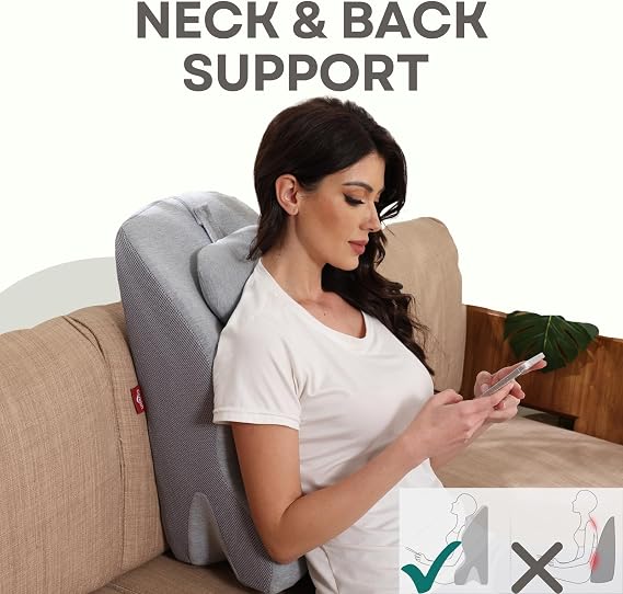Memory Foam Ergonomic Wedge Prone Pillow, Supportive Pillow for Back, Neck, Leg Support, Acid Reflux, Versatile Usage 50D Foam Machine Washable Cover (Grey)